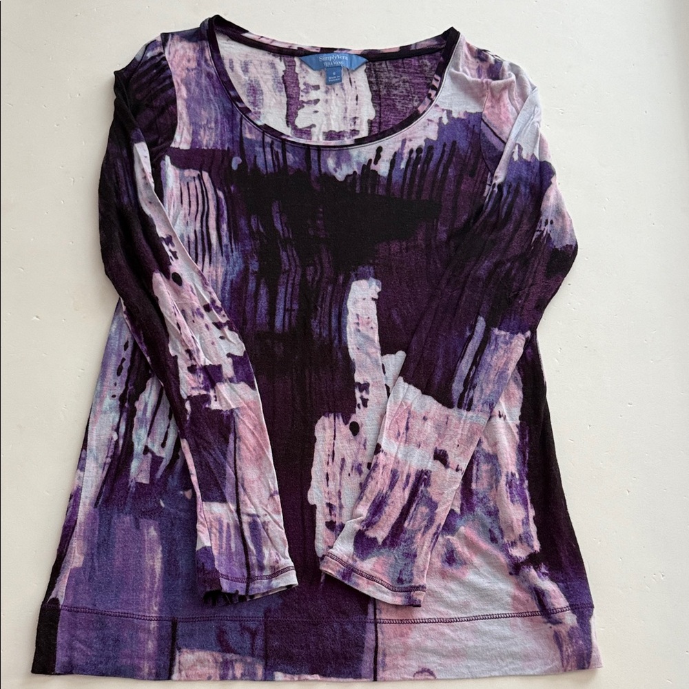 Simply Vera Abstract Purple Women's Top Size Small
